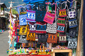 Fototapeta premium Traditional handmade bag at the street market in Panajachel, Guatemala.