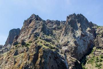 Rocky coastline of south Crimea. View from the sea