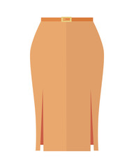 Orange Pencil Skirt With Belt Flat Vector Icon