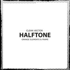 Abstract halftone frame, border. Vector grunge dots background