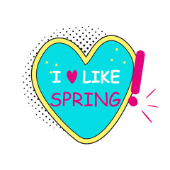 Spring stickers, badges with text, labels. Pop art object on a white background. Vector illustration.