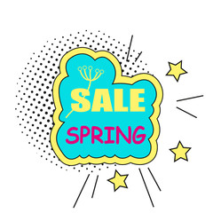 Spring stickers, badges with text, labels. Pop art object on a white background. Vector illustration.