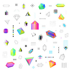  Polygonal Crystals Icons Big Set 