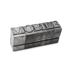 mobile word, letterpress