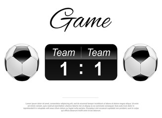 Soccer or Football Black Banner With 3d Ball and Scoreboard