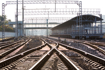 Obraz na płótnie Canvas Perspective of the railway junction