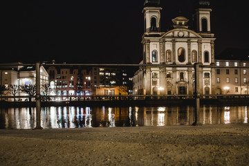 bridge of luzern in switzerland nightscape
