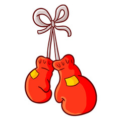 Funny cartoon style boxing glove hanging - vector.