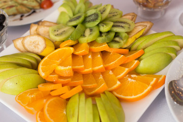 Platter of assorted fresh fruit and cheese