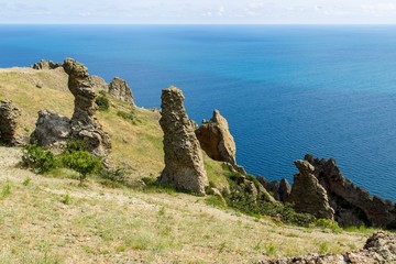 Stone figures in Karadag national park, Crimea