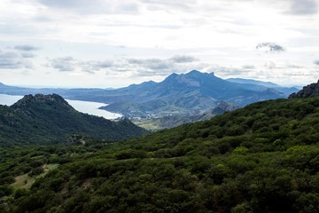 Beautiful Crimean mountains. View from ancient Karadag volcano