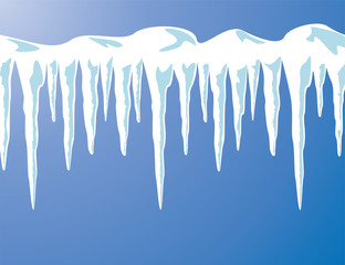 vector icicles and snow background - obrazy, fototapety, plakaty