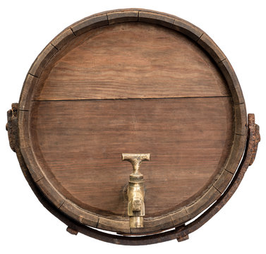 Old wooden barrel on white background