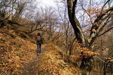 woman tourist traveling through Romania. Domogled