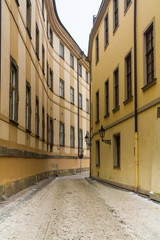 An empty, snowy street