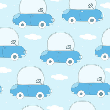 seamless car cartoon pattern vector illustration