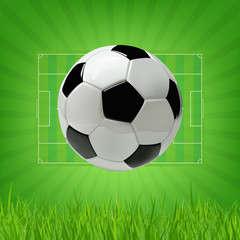 Fototapeta na wymiar Soccer or Football 3d Ball on green background.