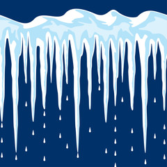 vector long icicles and snow background