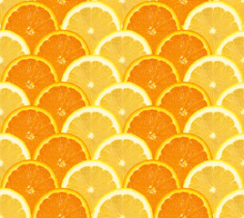 Orange and lemon sliced pattern, seamless background