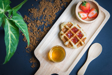 Waffles on the wood plate