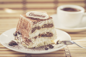 Tiramisu and coffee