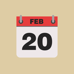 calendar flipping date time day month February simple flat vector illustration application app logo icon