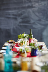 Organic food on served table