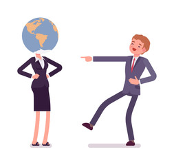 Woman with a globe on her head