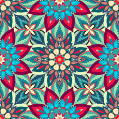 Ornate floral seamless texture, endless pattern with vintage mandala elements.