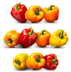 Group of sweet pepper isolated on white background