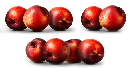 Ripe fresh nectarine peach isolated on white background