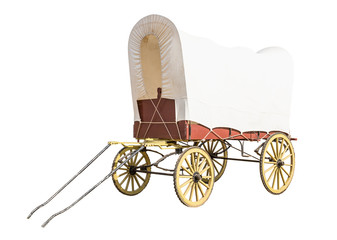 Fototapeta na wymiar Wagon with white top covered