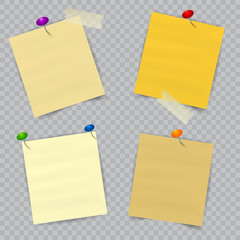 Vector Note Paper with pin on checkered background