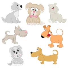 Stickers meubles Zoo Jeu de chiens de dessin animé mignon vectorielles.