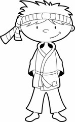 Cute Colour In Karate Boy