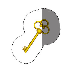 sticker with silhouette of vintage gold key vector illustration