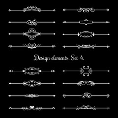 Calligraphic page dividers. Floral ornamental design elements, decorative calligraphy