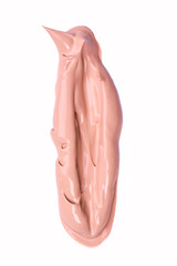 liquid foundation paint stroke smear isolated on white white background, tone cream smudged, make-up