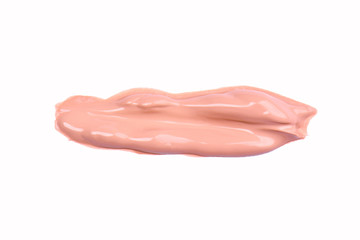 liquid foundation paint stroke smear isolated on white white background, tone cream smudged, make-up