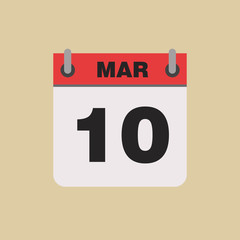 calendar flipping date time day month March simple flat vector illustration application app logo icon