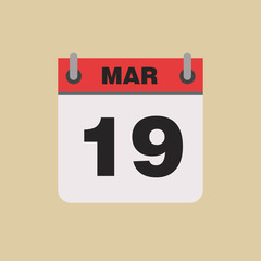 calendar flipping date time day month March simple flat vector illustration application app logo icon