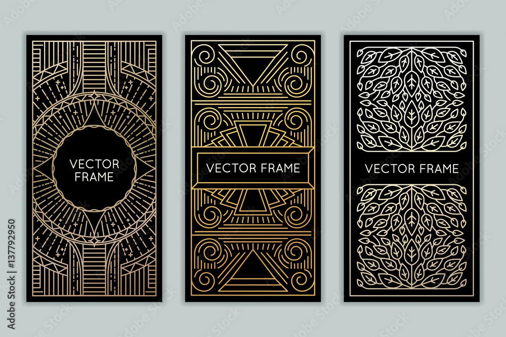 Poster vector set of design elements, labels and frames