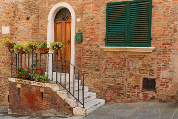 Beautiful medieval town of narrow streets and charming porch
