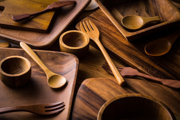 木製食器の集合