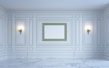 A classic interior is in light tones. 3d rendering.