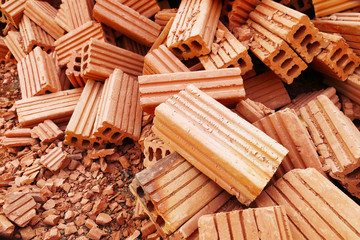 pile of construction bricks for pattern and background