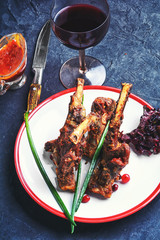 Prepared lamb on the bone