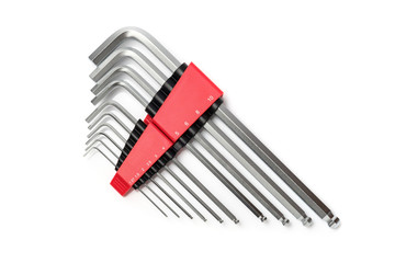 L-Shaped Hex Wrench set isolated on white background