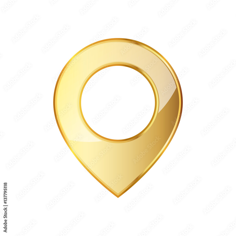Wall mural golden map pointer icon. vector illustration.