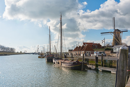 The harbor of the historic city Zierikzee Zeeland